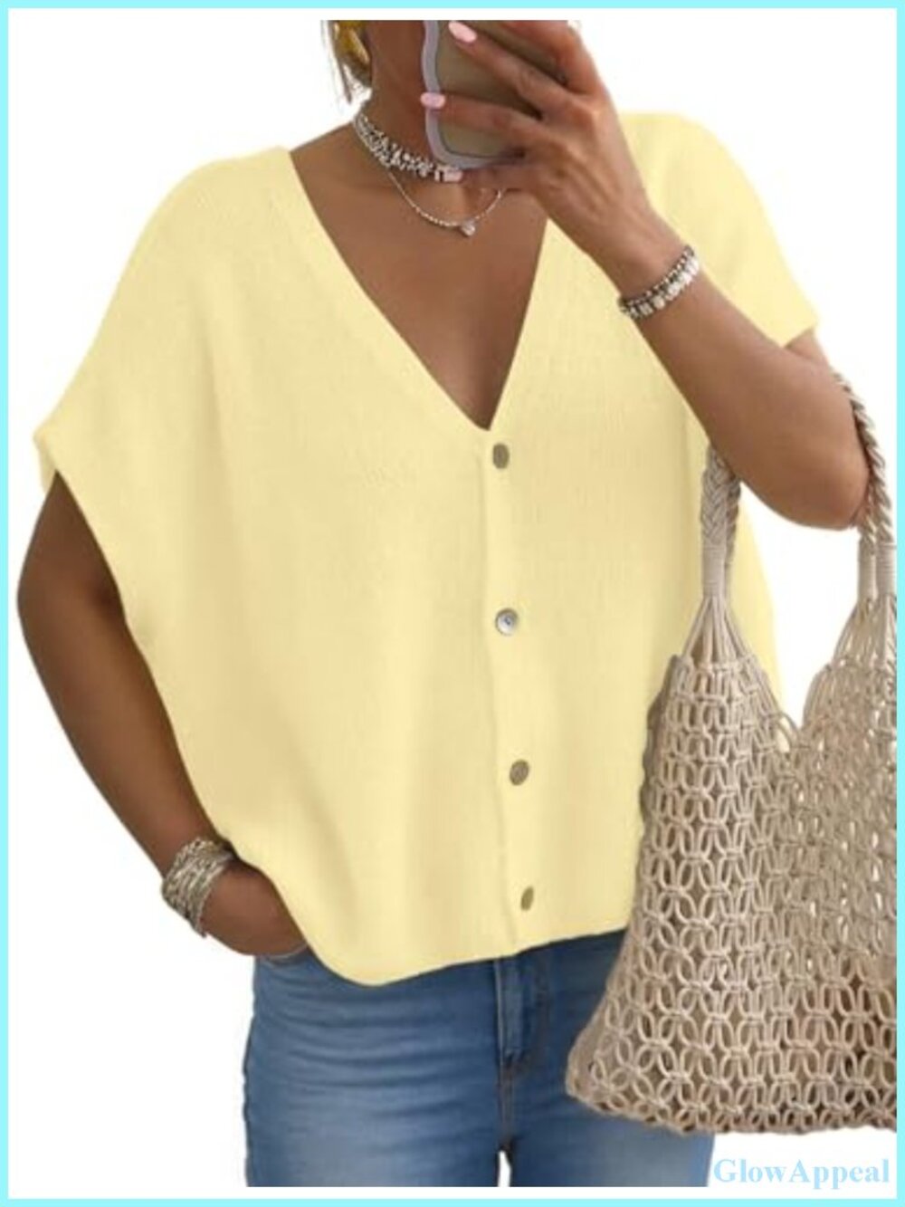 Lightweight Knit Cardigan Women Casual Oversized Short Sleeve
